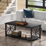 GreenForest Coffee Table for Living Room, 39 inch Small Table with Storage Shelf, Modern Center Table for Sofa Home Office, Black