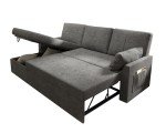 VanAcc Sleeper Sofa, Sofa Bed- 2 in 1 Pull Out Couch Bed with Storage Chaise for Living Room, Sofa Sleeper with Pull Out Bed, Grey Linen Couch