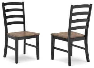 Signature Design by Ashley Wildenauer Rustic Armless Dining Chair, Set of 2, Black & Light Brown