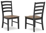 Signature Design by Ashley Wildenauer Rustic Armless Dining Chair, Set of 2, Black & Light Brown