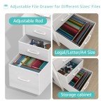 Lufeiya White Computer Desk with Fabric File Drawers Cabinet, 47 Inch Reversible Home Office Desks with Filing Cabinet for Small Space, Modern Writing Table PC Desks, White