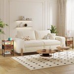 TRIFEBLE Night Stand Set 2, End Table with Charging Station, LED Bedside Table with Fabric Drawer for Bedroom, 3-Tier Side Table with Open Shelf, Rustic Brown