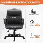 Sweetcrispy Ergonomic Office Chair Adjustable Height 360° Swivel Rolling Executive Computer Task Chairs with Padded Armrests, PU Leather