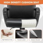 Sweetcrispy Ergonomic Office Chair Adjustable Height 360° Swivel Rolling Executive Computer Task Chairs with Padded Armrests, PU Leather