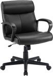 Sweetcrispy Ergonomic Office Chair Adjustable Height 360° Swivel Rolling Executive Computer Task Chairs with Padded Armrests, PU Leather