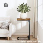 QEEIG C Table Side Table Set of 2 Living Room Sets C Shaped Couch Tray End Tables Farmhouse, Rustic Brown (017-30BN)