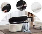 DM Furniture Storage Teddy Ottoman Bench Upholstered Fabric Storage Bench End of Bed Stool with Safety Hinge for Bedroom, Living Room, Entryway, Closet(44.5-inch, White)