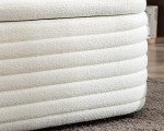 DM Furniture Storage Teddy Ottoman Bench Upholstered Fabric Storage Bench End of Bed Stool with Safety Hinge for Bedroom, Living Room, Entryway, Closet(44.5-inch, White)