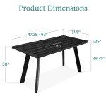 Best Choice Products Extendable Dining Table 47 to 63in Modern Large Expanding Kitchen Table up to 6 People w/Leaf Extension, 2 Locks, 132lb Capacity - Black