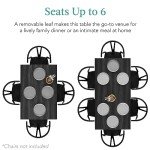 Best Choice Products Extendable Dining Table 47 to 63in Modern Large Expanding Kitchen Table up to 6 People w/Leaf Extension, 2 Locks, 132lb Capacity - Black