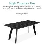 Best Choice Products Extendable Dining Table 47 to 63in Modern Large Expanding Kitchen Table up to 6 People w/Leaf Extension, 2 Locks, 132lb Capacity - Black