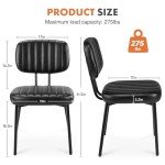 Sweetcrispy Dining Chairs Set of 2, Upholstered Mid Century Modern Kitchen Dining Room Accent Chairs with Faux Leather Cushion Seat & Metal Legs for Kitchen, Living Room - Black