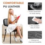 Sweetcrispy Dining Chairs Set of 2, Upholstered Mid Century Modern Kitchen Dining Room Accent Chairs with Faux Leather Cushion Seat & Metal Legs for Kitchen, Living Room - Black