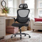 SMUG Home Office Desk Chair, Ergonomic Computer Managerial Executive Chairs High-Back Work Swivel Task Chairs with Wheels, Lumbar Support, Comfy Flip-up Armrest for Gaming, Study, Student, Black