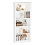 Furniwell Bookcase Bookshelves, 5-Shelf Tall Bookcase 72" Wood Open Display Floor Bookshelf, Large Storage Organizer for Library, Bedroom, Living Room (White)