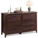 WLIVE 6 Drawer Dresser, Retro Chest of Drawers with Metal Handle, Double Wood Dresser for Bedroom, Living Room, Large Storage Cabinet, Brown