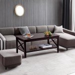 ChooChoo Oxford Coffee Table with Thicker Legs, Espresso Wood Coffee Table with Storage for Living Room 40 inches