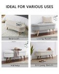 ECLYL Oval Storage Bench 43.5" Linen Fabric Upholstered Entryway Bench with Solid Wood Legs Ottoman Bench Indoor Bench for Living Room/Bedroom/End of Bed/Entryway (Beige)