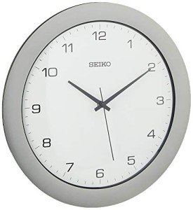 Seiko 12" Brushed Metal Quiet Sweep Office Wall Clock, Silver Tone