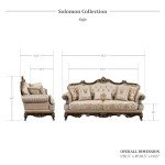 Lexicon Traditional Sofa Couch for Living Room, Rolled Arm Sofa with 5 Accent Pillows, Tufting, Queen Legs in Cherry Finish with Gold Tipping, Upholstered Living Room Furniture, 3 Seater Couch, Brown