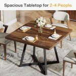 Tribesigns Square Dining Table for 4, 31.5" Industrial Dinner Table with Metal Base, Wood Kitchen Table for Dining Room, Small Space, Apartment, Rustic Brown & Black