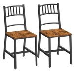 HOOBRO Kitchen Chairs Set of 2, Wooden Dining Room Chairs with Metal Frame, Dining Chairs with Back, Easy to Assemble, Farmhouse Dining Chairs for Kitchen, Living Room, Rustic Brown and Black BF39CD01