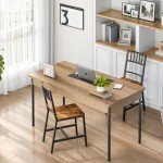 HOOBRO Kitchen Chairs Set of 2, Wooden Dining Room Chairs with Metal Frame, Dining Chairs with Back, Easy to Assemble, Farmhouse Dining Chairs for Kitchen, Living Room, Rustic Brown and Black BF39CD01