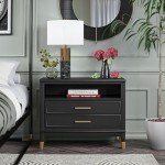 CosmoLiving by Cosmopolitan Westerleigh Wide Nightstand, Black