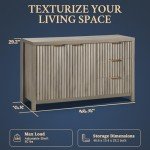 OAKHAM HOME Oxford Fluted Storage Cabinet Sideboard Large Buffet with Adjustable Shelves, Multifunctional Accent Cabinet Console Cabinet for Living Room