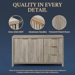 OAKHAM HOME Oxford Fluted Storage Cabinet Sideboard Large Buffet with Adjustable Shelves, Multifunctional Accent Cabinet Console Cabinet for Living Room