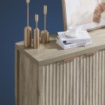 OAKHAM HOME Oxford Fluted Storage Cabinet Sideboard Large Buffet with Adjustable Shelves, Multifunctional Accent Cabinet Console Cabinet for Living Room