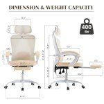 Ergonomic Office Chair, Adjustable Lumbar Support, 400LBS Capacity, Retractable Footrest, Breathable Mesh Back Gaming, Adjustable Headrest