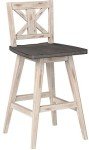 Solid Wood High Back Swivel Counter Height Bar Stools Set of 2, Kitchen Stools Counter Height, Foot Rest, X Back, Tall Wooden Armless Dining Chairs For Kitchen Island, Farmhouse, Rustic, White