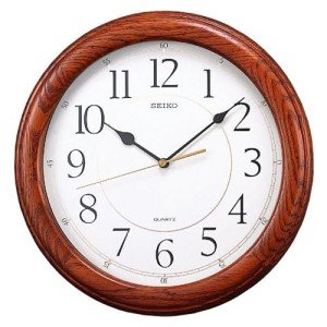 Seiko Wall Clock Quiet Sweep Second Hand Dark Brown Solid Oak Case