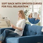 Tbfit 65" W Loveseat Sofa, Mid Century Modern Decor Love Seat Sofas and Couches for Living Room, Button Tufted Upholstered Small Couch for Bedroom, Solid and Easy to Install Love Seats Furniture, Blue