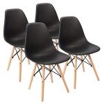 Furmax Pre Assembled Modern Style Dining Chair Mid Century Modern DSW Chair, Shell Lounge Plastic Chair for Kitchen, Dining,Bedroom, Living Room Side Chairs Set of 4 (Black)