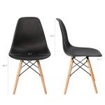 Furmax Pre Assembled Modern Style Dining Chair Mid Century Modern DSW Chair, Shell Lounge Plastic Chair for Kitchen, Dining,Bedroom, Living Room Side Chairs Set of 4 (Black)
