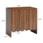 ORRD Sideboard Buffet Cabinet, Accent Storage Cabinet with 2 Doors, Farmhouse Wood Cabinet with Adjustable Shelves and Wave Panel for Living Room, Dining Room, Entry - Walnut