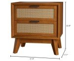 Bme Jasper Deluxe Solid Wood Rattan Nightstand Fully Assembled-Mid Century Modern Side Table with 2 Drawers-Multipurpose use for Living Room, Bedroom-Dark Chocolate