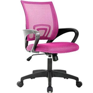 Ergonomic Office Chair Desk Chair Mesh Computer Chair with Lumbar Support Executive Rolling Swivel Adjustable Home Mid Back Task Chair for Women Adults, Pink