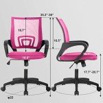Ergonomic Office Chair Desk Chair Mesh Computer Chair with Lumbar Support Executive Rolling Swivel Adjustable Home Mid Back Task Chair for Women Adults, Pink