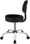 Amazon Basics Multi-Purpose Drafting Spa Bar Stool with Back Cushion and Wheels, Black, 22.72"D x 22.72"W x 37.8"H