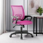 Ergonomic Office Chair Desk Chair Mesh Computer Chair with Lumbar Support Executive Rolling Swivel Adjustable Home Mid Back Task Chair for Women Adults, Pink