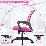 Ergonomic Office Chair Desk Chair Mesh Computer Chair with Lumbar Support Executive Rolling Swivel Adjustable Home Mid Back Task Chair for Women Adults, Pink