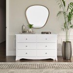 Prepac Sonoma 6 Drawer Dresser for Bedroom, Wide Chest of 6 Drawers, Bedroom Furniture, Ideal for Clothes Storage and Organization, 17.5"D x 48"W x 29"H, White
