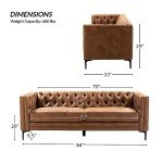 HULALA HOME 84" W Faux Leather Sofa Couch with Metal Legs, Button-Tufted 3-Seater Sofa, Mid Century Modern Upholstered Couch for Living Room, Entertainment Area, Apartment,Camel
