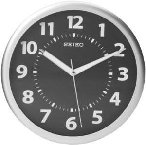 Seiko Wall Clock Silver-Tone Metallic Case Luminous Numerals