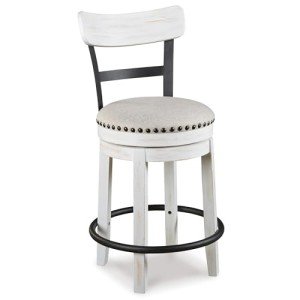 Signature Design by Ashley Valebeck 24.5" Modern Swivel Counter Height Barstool, Whitewash