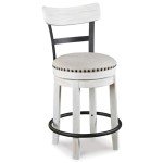 Signature Design by Ashley Valebeck 24.5" Modern Swivel Counter Height Barstool, Whitewash