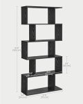 VASAGLE Bookshelf, 5-Tier Bookcase, Tall Display Shelf, Freestanding Storage Shelf, Room Divider, for Home Office, Living Room, Bedroom, Study, Ebony Black ULBC062T56